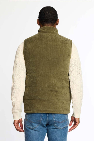Weatherproof Vintage Corded Puffer Vest for Men in Olive