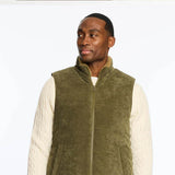 Weatherproof Vintage Corded Puffer Vest for Men in Olive