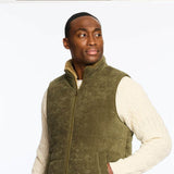 Weatherproof Vintage Corded Puffer Vest for Men in Olive
