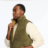 Weatherproof Vintage Corded Puffer Vest for Men in Olive