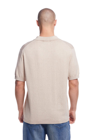 Weatherproof Vintage Cotton Cashmere Johnny Collar Sweater Shirt for Men in Oat