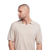 Weatherproof Vintage Cotton Cashmere Johnny Collar Sweater Shirt for Men in Oat