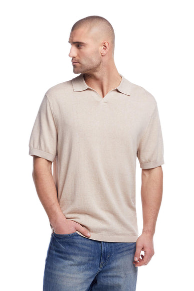 Weatherproof Vintage Cotton Cashmere Johnny Collar Sweater Shirt for Men in Oat