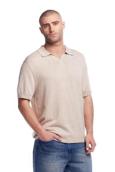 Weatherproof Vintage Cotton Cashmere Johnny Collar Sweater Shirt for Men in Oat