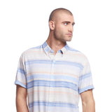 Weatherproof Vintage Striped Country Twill Button Up Shirt for Men in Pearled Ivy