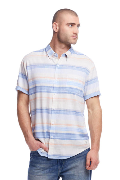 Weatherproof Vintage Striped Country Twill Button Up Shirt for Men in Pearled Ivy