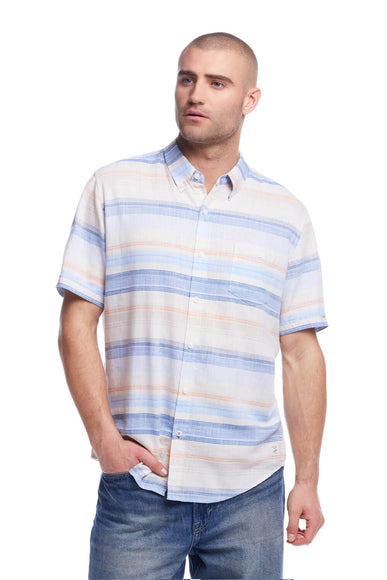 Weatherproof Vintage Striped Country Twill Button Up Shirt for Men in Pearled Ivy