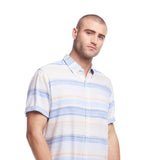 Weatherproof Vintage Striped Country Twill Button Up Shirt for Men in Pearled Ivy