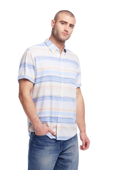 Weatherproof Vintage Striped Country Twill Button Up Shirt for Men in Pearled Ivy