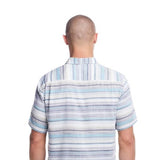 Weatherproof Vintage Striped Country Twill Button Up Shirt for Men in Sea Blue