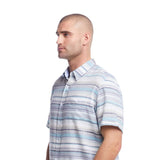 Weatherproof Vintage Striped Country Twill Button Up Shirt for Men in Sea Blue