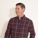 Weatherproof Vintage Flannel Shirt for Men in Dark Red