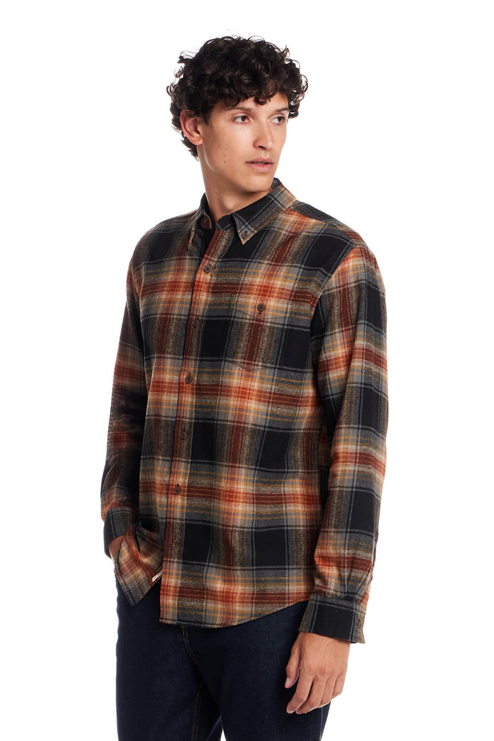 Weatherproof Vintage Brushed Flannel Shirt for Men in Bombay Brown