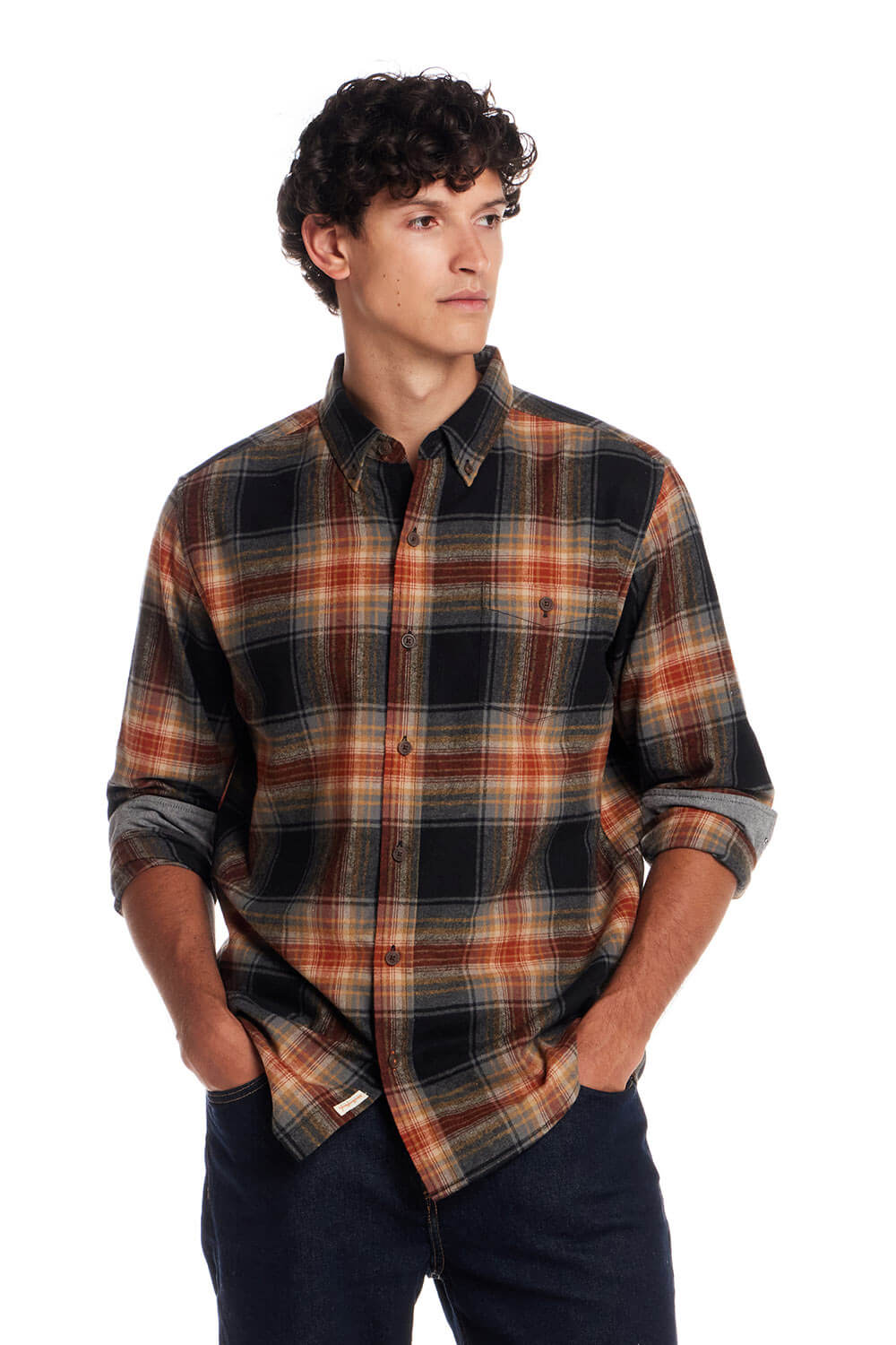 Weatherproof Vintage Brushed Flannel Shirt for Men in Bombay Brown