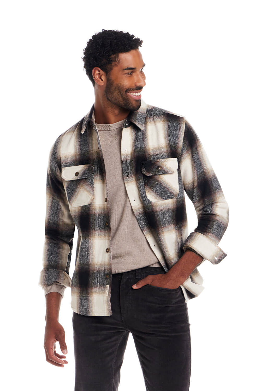 Weatherproof Vintage Brushed Unlined Shirt Jacket for Men in Chocolate Cream