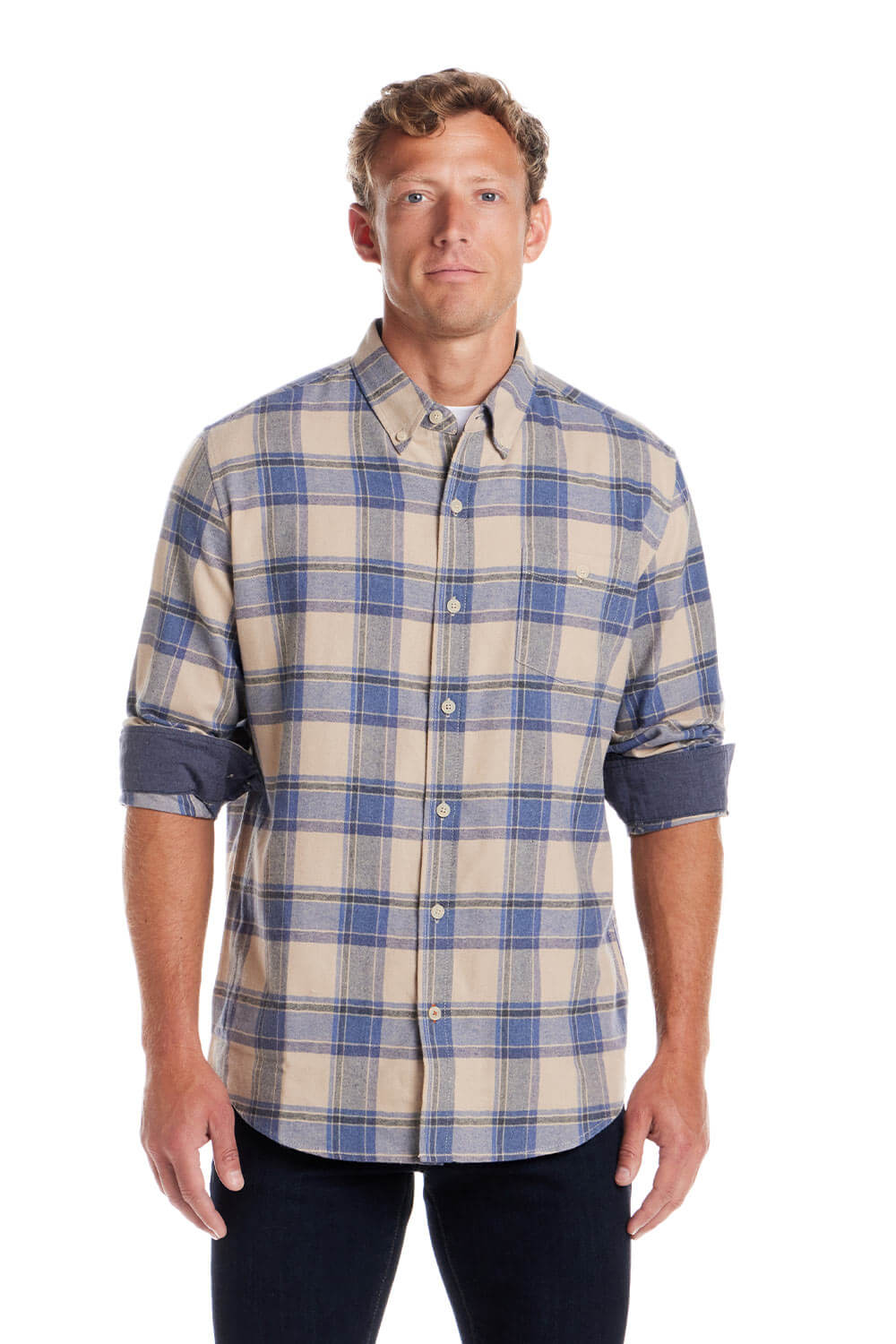  Weatherproof Vintage Brushed Flannel Shirt for Men in Dusk Blue