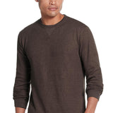 Weatherproof Vintage Waffle Henley Thermal Long Sleeve Shirt for Men in Chocolate