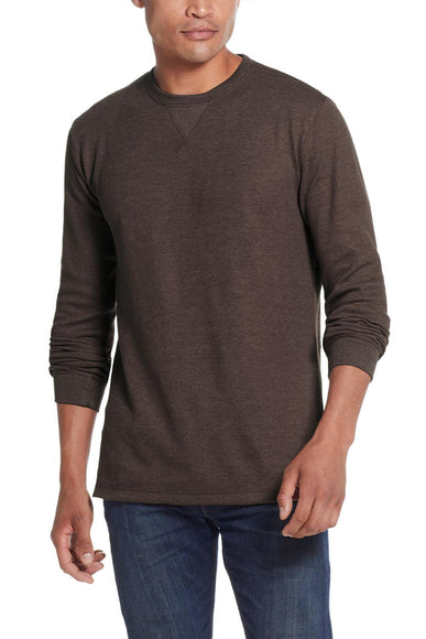 Weatherproof Vintage Waffle Henley Thermal Long Sleeve Shirt for Men in Chocolate