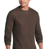 Weatherproof Vintage Waffle Henley Thermal Long Sleeve Shirt for Men in Chocolate