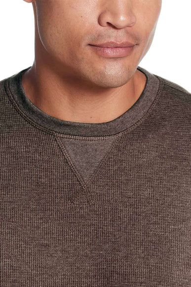 Weatherproof Vintage Waffle Henley Thermal Long Sleeve Shirt for Men in Chocolate