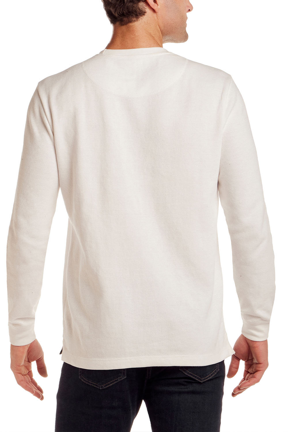 Weatherproof Vintage Waffle Henley Thermal Long Sleeve Shirt for Men in White
