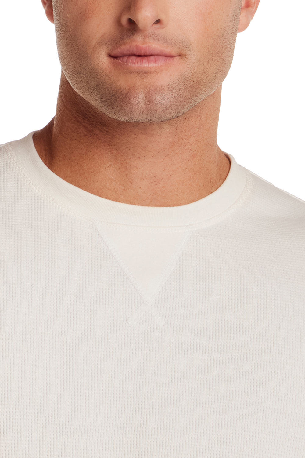 Weatherproof Vintage Waffle Henley Thermal Long Sleeve Shirt for Men in White