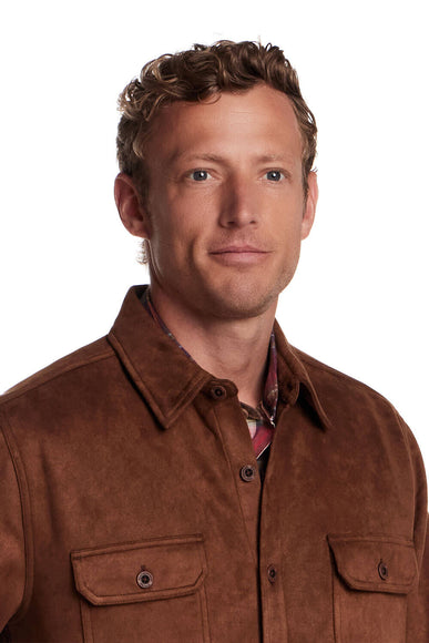 Weatherproof Vintage Faux Suede Shirt Jacket for Men in Light Brown
