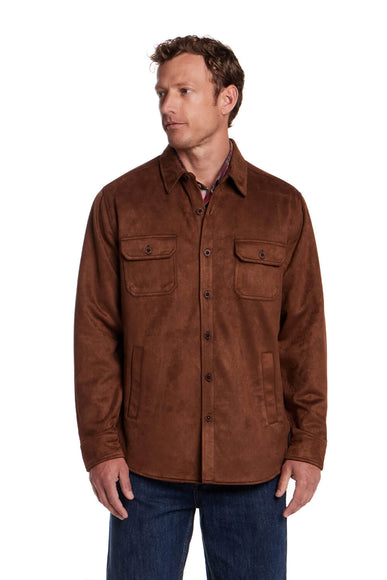 Weatherproof Vintage Faux Suede Shirt Jacket for Men in Light Brown