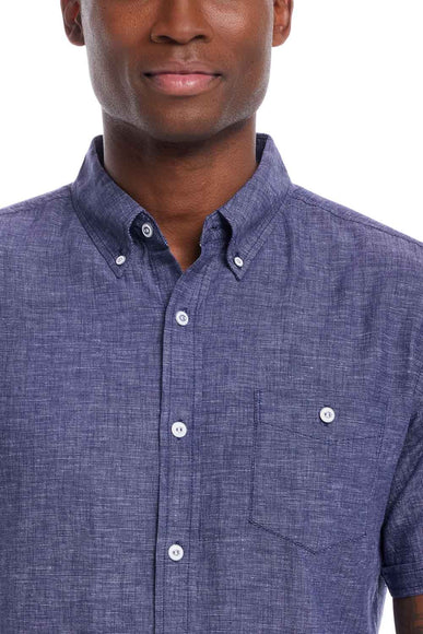 Weatherproof Vintage Cotton Linen Solid Button Up Shirt for Men in Naval Academy