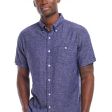 Weatherproof Vintage Cotton Linen Solid Button Up Shirt for Men in Naval Academy