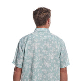 Weatherproof Vintage Cotton Linen Pattern Button Up Shirt for Men in Teal Mist