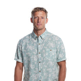 Weatherproof Vintage Cotton Linen Pattern Button Up Shirt for Men in Teal Mist