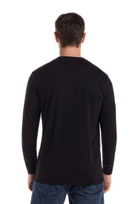 Weatherproof Vintage Long Sleeve Jersey Henley Shirt for Men in Black