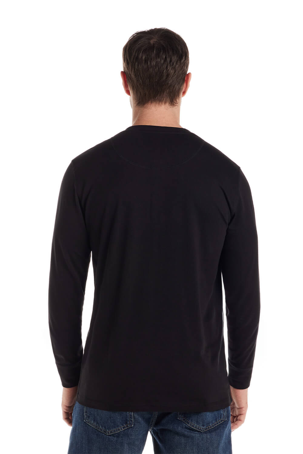 Weatherproof Vintage Long Sleeve Jersey Henley Shirt for Men in Black