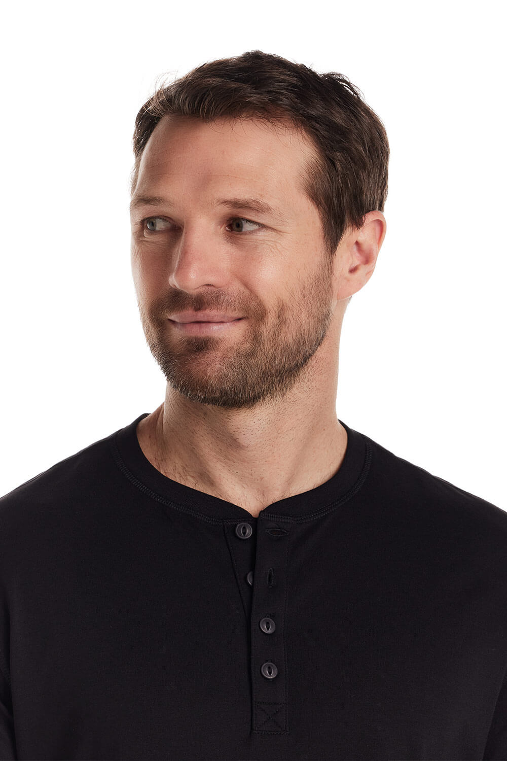 Weatherproof Vintage Long Sleeve Jersey Henley Shirt for Men in Black