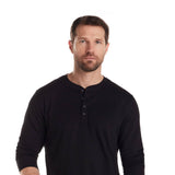Weatherproof Vintage Long Sleeve Jersey Henley Shirt for Men in Black