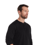Weatherproof Vintage Long Sleeve Jersey Henley Shirt for Men in Black