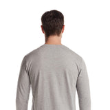 Weatherproof Vintage Long Sleeve Jersey Henley Shirt for Men in Light Grey Heather
