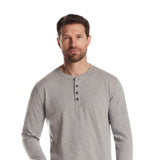 Weatherproof Vintage Long Sleeve Jersey Henley Shirt for Men in Light Grey Heather