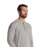 Weatherproof Vintage Long Sleeve Jersey Henley Shirt for Men in Light Grey Heather