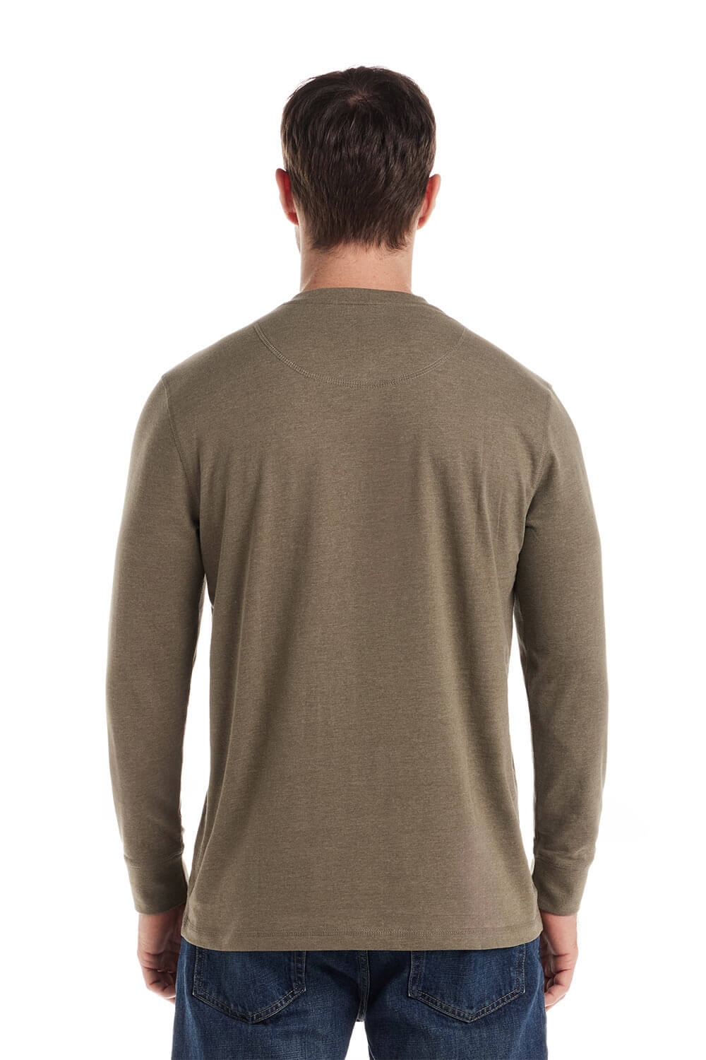 Weatherproof Vintage Long Sleeve Jersey Henley Shirt for Men in Olive