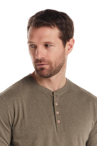 Weatherproof Vintage Long Sleeve Jersey Henley Shirt for Men in Olive
