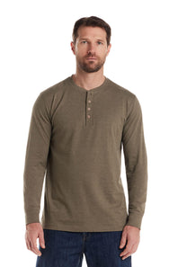 Weatherproof Vintage Long Sleeve Jersey Henley Shirt for Men in Olive