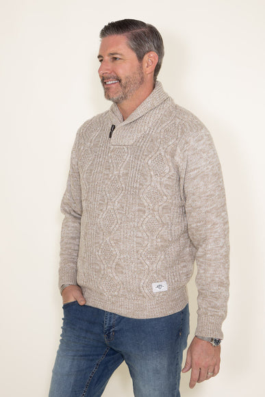 Weatherproof Vintage Cable Knit Fisherman Toggle Sweater for Men in Light Khaki