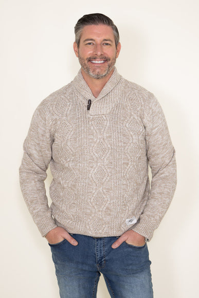 Weatherproof Vintage Cable Knit Fisherman Toggle Sweater for Men in Light Khaki