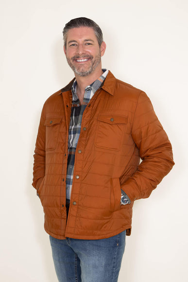 Weatherproof Vintage Quilted Nylon Jacket for Men in Caramel Cafe 