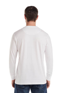 Weatherproof Vintage Long Sleeve Jersey Henley Shirt for Men in White