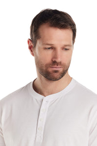 Weatherproof Vintage Long Sleeve Jersey Henley Shirt for Men in White