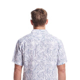 Weatherproof Vintage Washable Linen Button Up Shirt for Men in Blue Ashes
