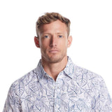 Weatherproof Vintage Washable Linen Button Up Shirt for Men in Blue Ashes